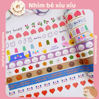 Băng keo Washi tape 1.5cm*5m trang trí xinh xắn TN02