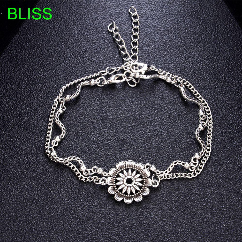 Bộ lắc chân màu bạc dạng gợn sóng thời trang