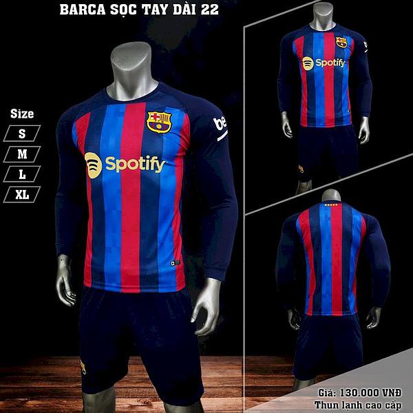 Bộ quần áo đá banh BARCELONA 22/23 tay dài của Justplay - vải đẹp,thấm mồ hôi và thoáng mát-hàng phân phối chính hãng