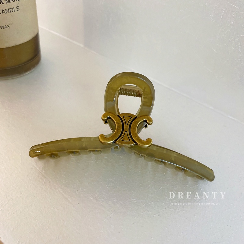 Kẹp Tóc Hình Học Màu Cà Phê In Chữ Đơn Giản Thời Trang Hàn Quốc