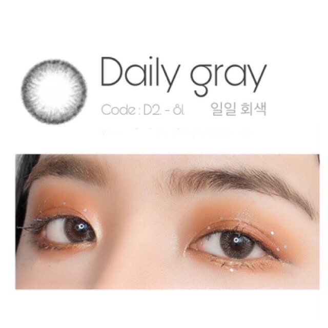 giá1 cặp Lens cận màu Xám tự nhiên CÓ LỆCH ĐỘ sẵn 0-8 độ Giãn it kính áp tròng cận màu Hàn quốc D2081 gray
