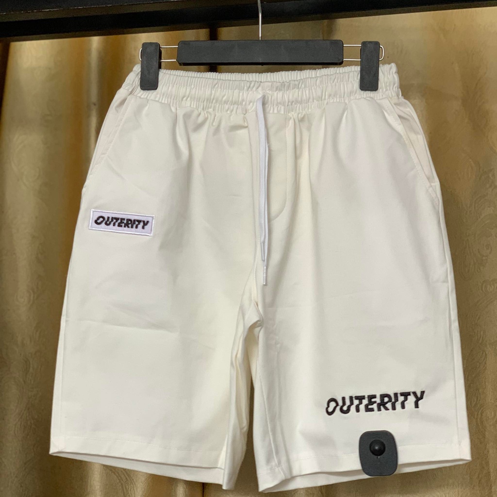 Quần Short OUTERITY kaki trắng dây rút nam nữ Unisex - gin store