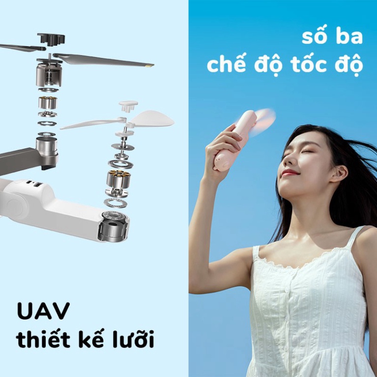 SALE MÙA HÈ Quạt cầm tay JISULIFE mini đầu USB đa năng 4800MAH SALE MÙA HÈ