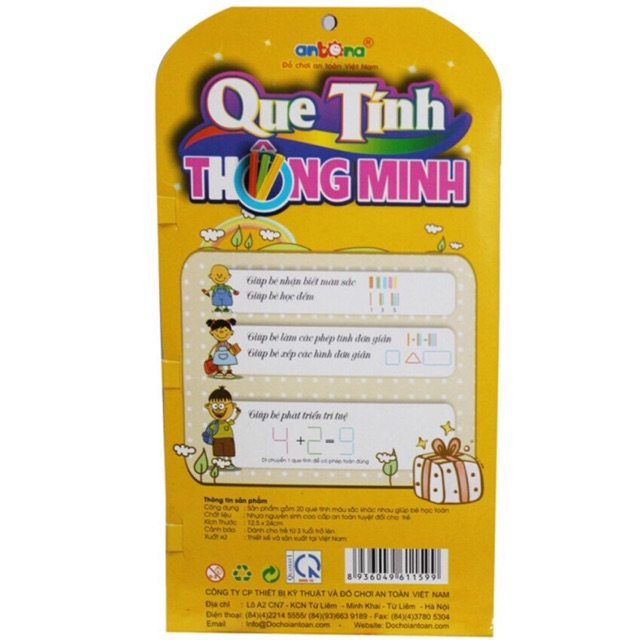 Bộ 20 que tính thông minh cho bé kt 12.5x24cm