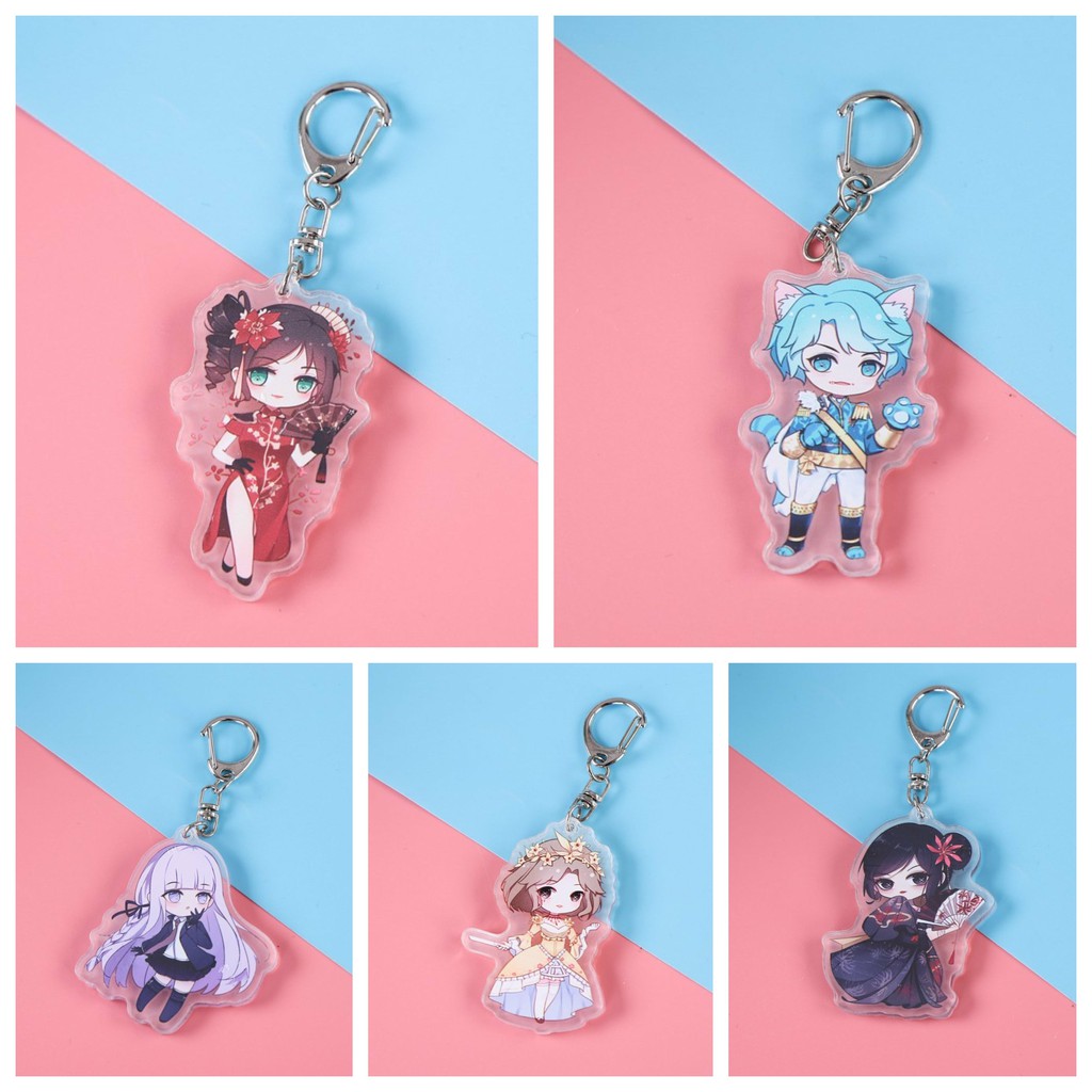 ( Mica trong acrylic) Móc khóa IDENTITY V NHÂN CÁCH THỨ NĂM VER NỀN TÍM in hình anime chibi