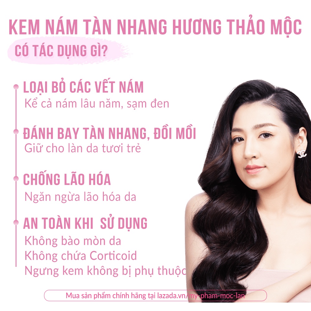 Kem nám tàn nhang giúp phục hồi làn da mới, dưỡng trắng da mặt - Kem Hương Thảo Mộc 20g  - HTM-NAM-20