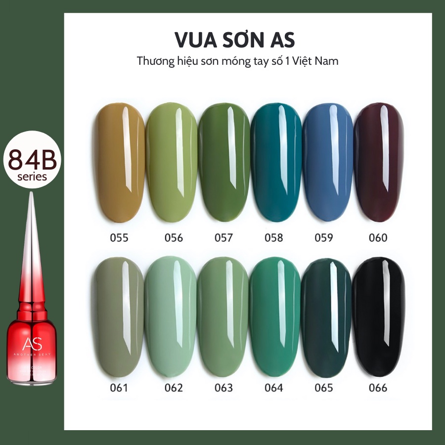 Sơn gel AS móng tay mẫu mới tone màu xanh ngọc chai đỏ (84B)