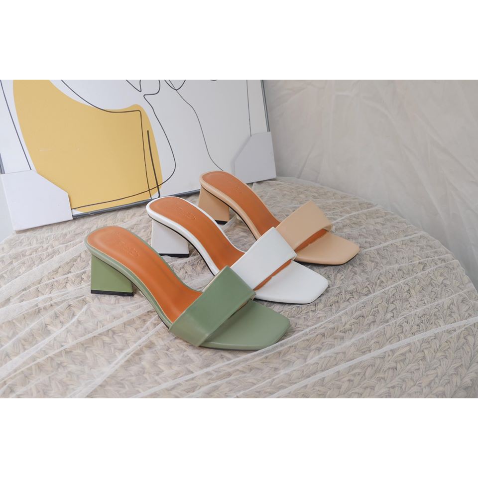 Dép Guốc 5cm - THENYSMILE - Gót nhọn bản ngang rắn - EWIN 1 2