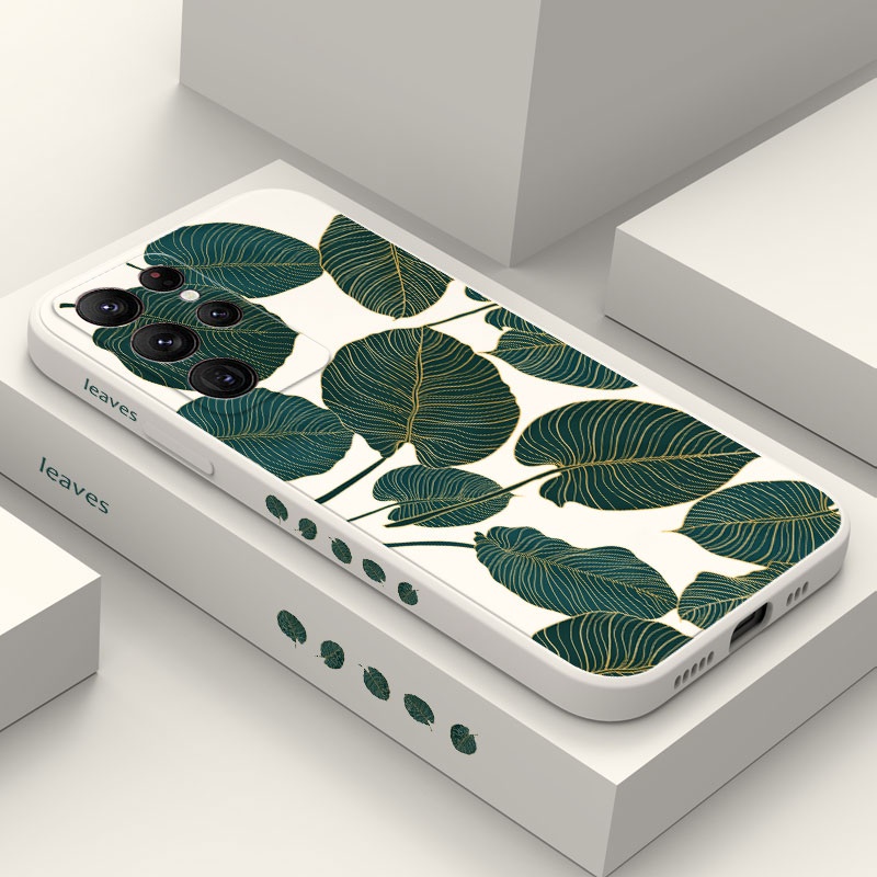 Bao Da Dập Nổi Họa Tiết Lá Cây Cho samsung galaxy s23 s22 fe ultra plus Ốp