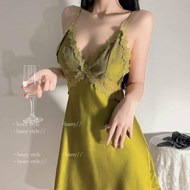 M 60 Váy ngủ lụa cao cấp 2 dây sexy đầm ngủ đầm mặc nhà gợi cảm quyến rũ