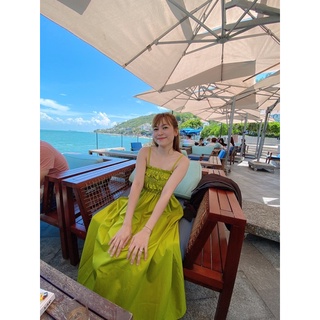 Đầm maxi thắt nơ nhún ngực HOLLY dress