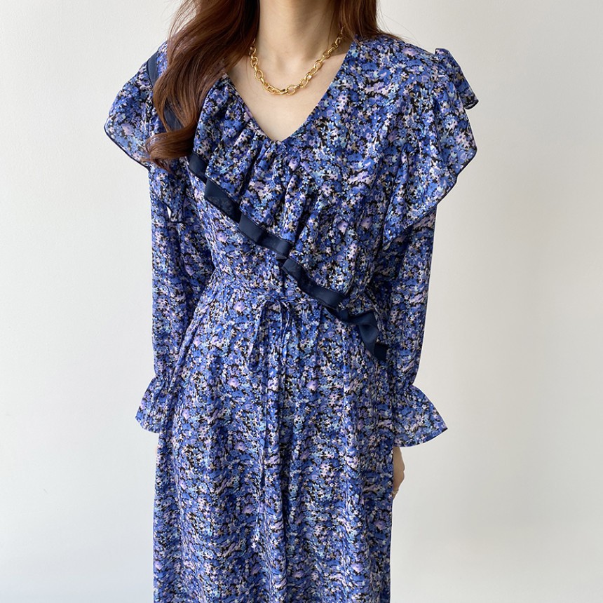 Korean Style_Đầm Lanh Hoa Nhí Phối Bèo | BigBuy360 - bigbuy360.vn