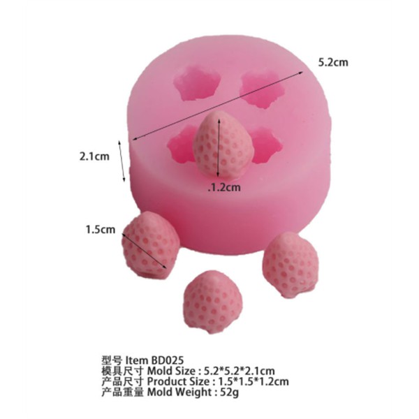 Khuôn Silicone trái cây Dâu Tây 4 Trái Vĩ Hồng