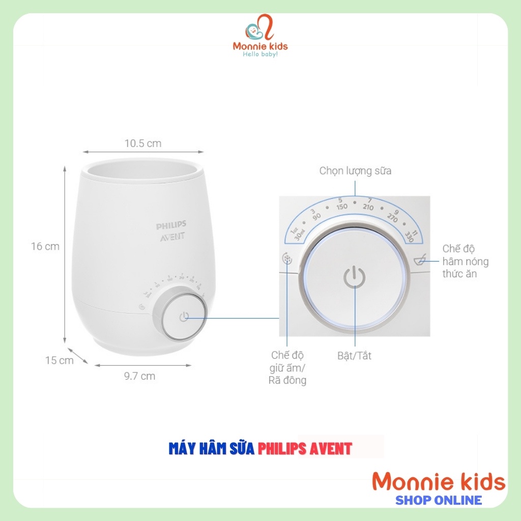 Máy hâm sữa cho bé Philips Avent Sunshine SCF358/00, máy ủ sữa thông minh - Monnie Kids