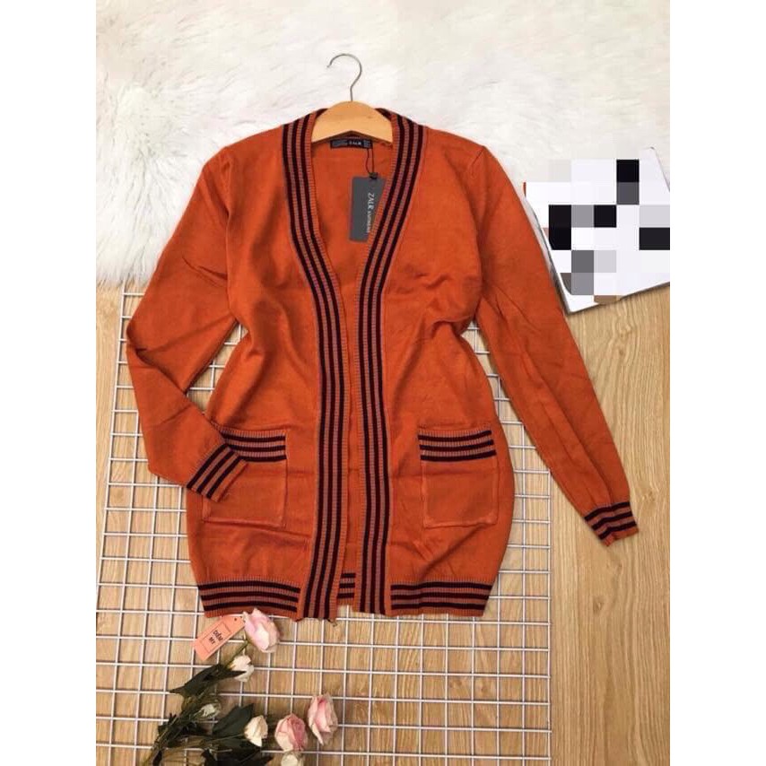 Áo khoác len cardigan nữ viền sọc form dài | BigBuy360 - bigbuy360.vn
