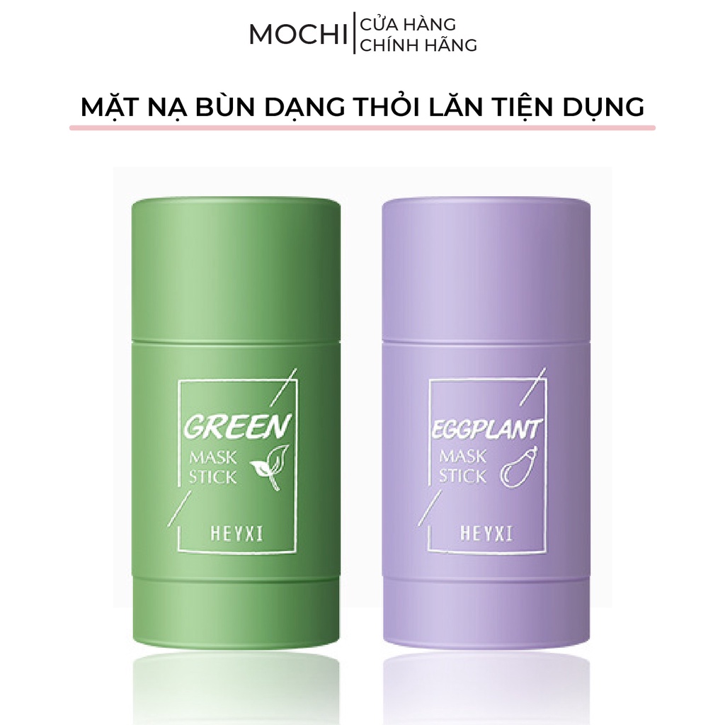 Mặt Nạ Bùn Trà Xanh l Cà Tím Dạng Thỏi Lăn Dưỡng Trắng Da l Ngừa Mụn l Cấp Ẩm Mask Mud Stick Đắp Mặt HEYXI MOCHI SHOP