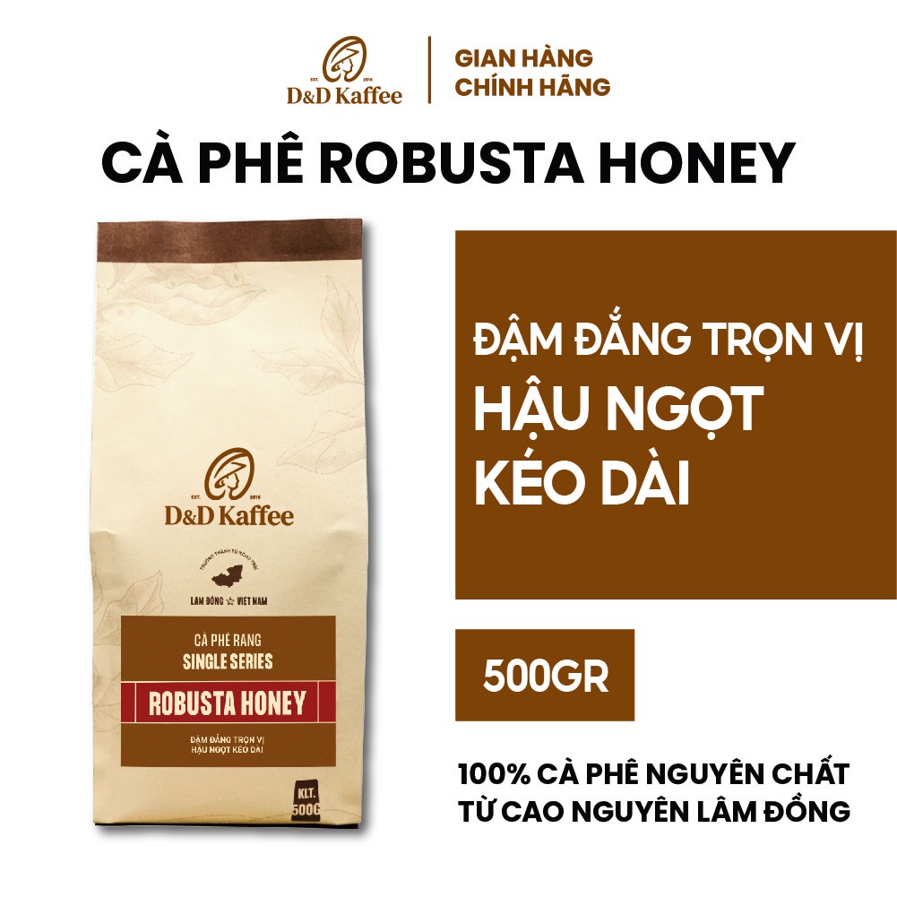 Cà phê Robusta Honey Gói 250gr/500gr, Cà phê nguyên chất 100% rang mộc - D&D Kaffee