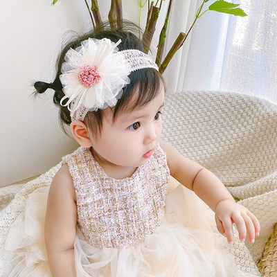 Bờm Tóc/Băng đô cho bé sơ sinh 0-3 tuổi đính bông hoa dễ thương bằng vải siêu mềm êm turban ren hoa