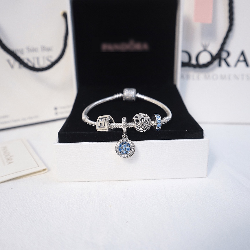 Vòng charm xanh da trời- Bạc 925 cao cấp- VENUS011