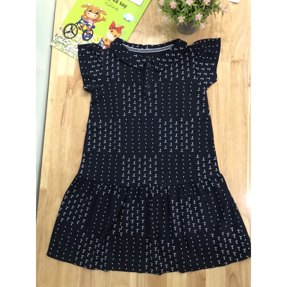 Váy đầm Polo xanh đen cho bé gái chất cotton thoáng mát có họa tiết neo nhỏ GD050710PXN