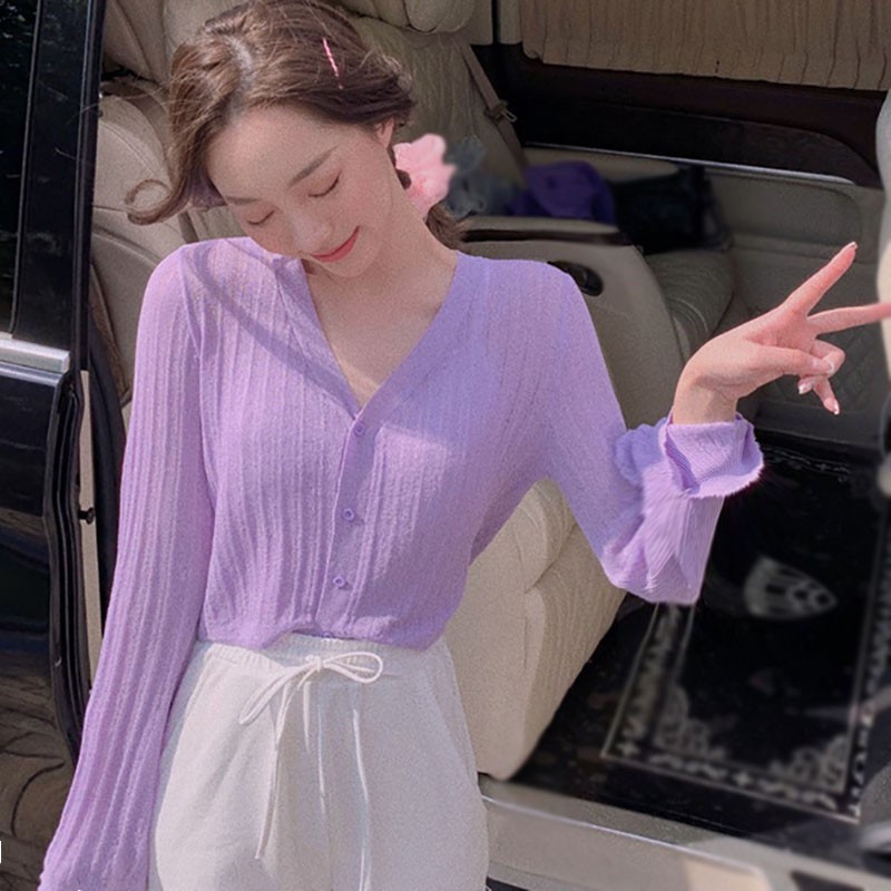 ✘Áo Khoác Cardigan Dệt Kim Tay Loe Siêu Nhẹ Kiểu Hàn Quốc Xinh Xắn Cho Nữ
