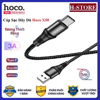 Cáp Sạc Nhanh HOCO X50 Dài 1m Chân Lightning/ Micro/ Type-C Dây Dù Bện Siêu Bền - Bảo Hành 12 Tháng
