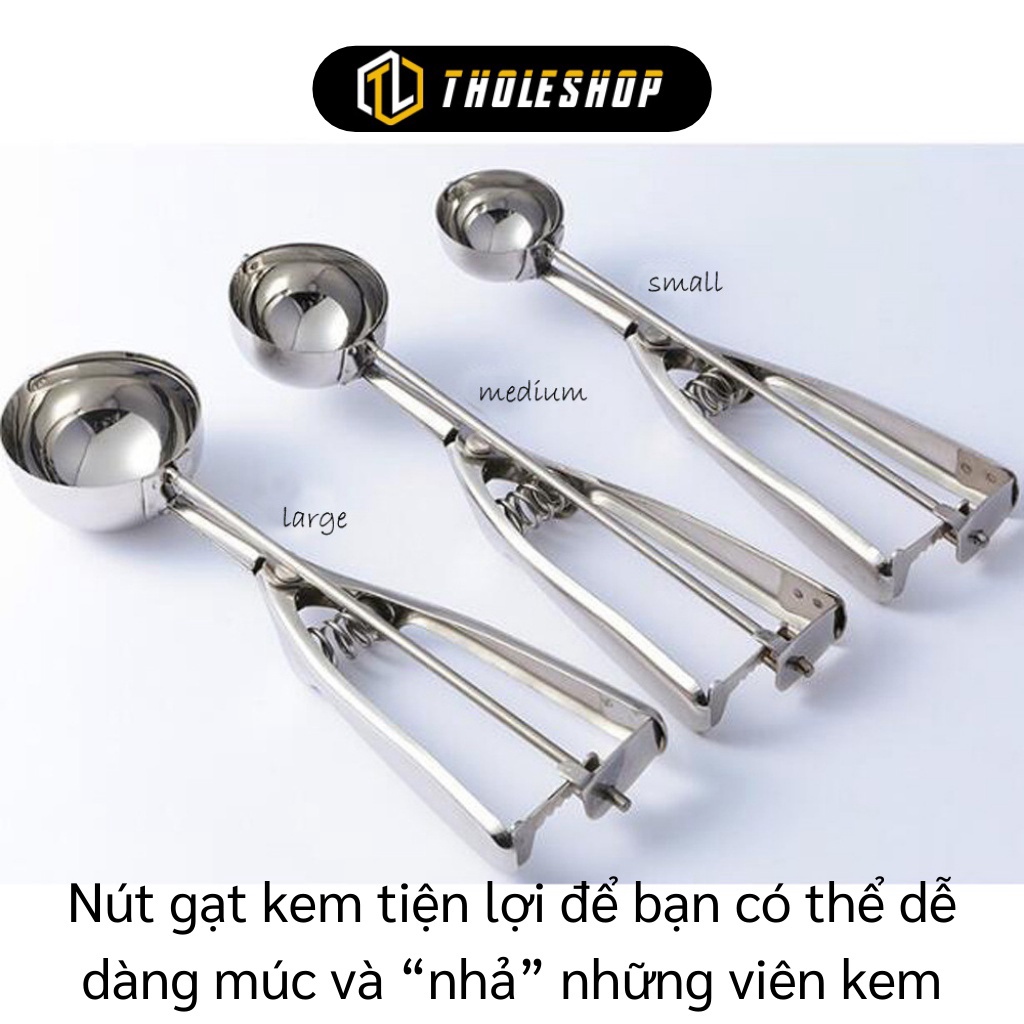 Muỗng múc thực phẩm XẢ TỒN Muỗng múc bằng inoxx không gỉ 5cm, dùng để tạo hình thịt viên, múc kem 9439