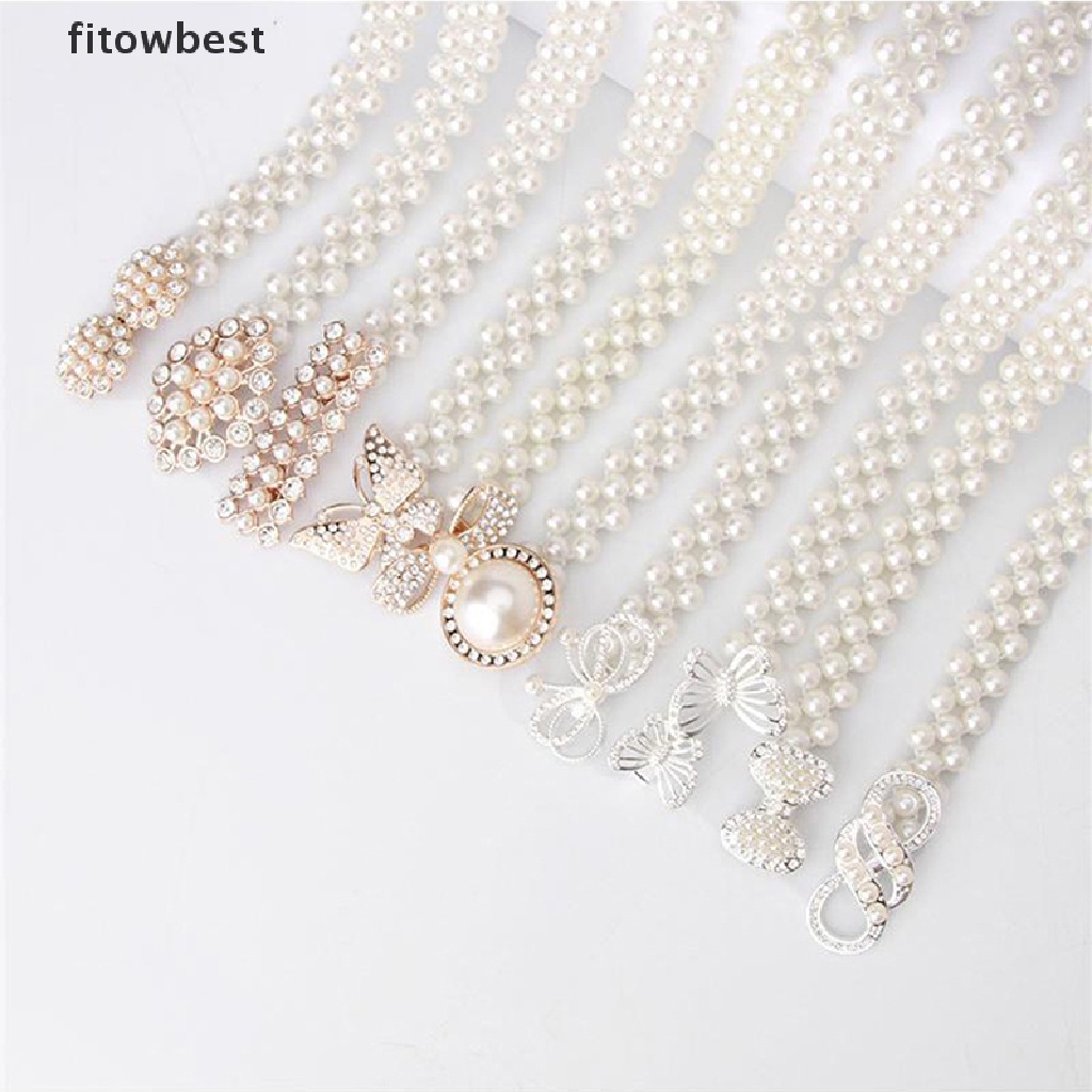 Thắt lưng GJCUTE đính đá ngọc trai có khóa co giãn cho nữ