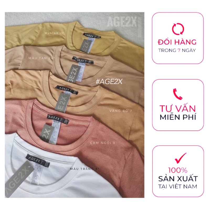 5 Tone màu ấm hot trend Áo thun trơn AGE2X hàng VNXK