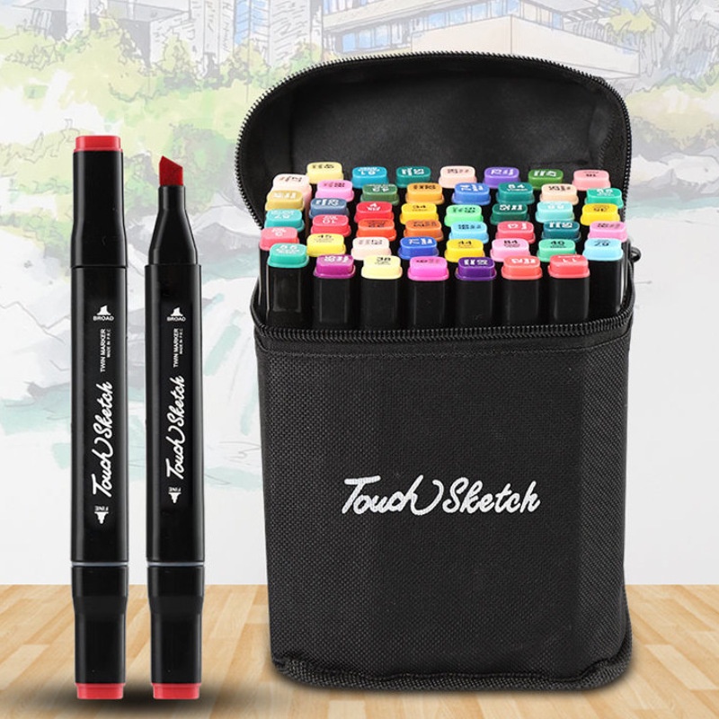 Bộ Bút màu dạ 2 đầu marker TOUCH 48 CHI TIẾT kèm túi cho bé tập tô
