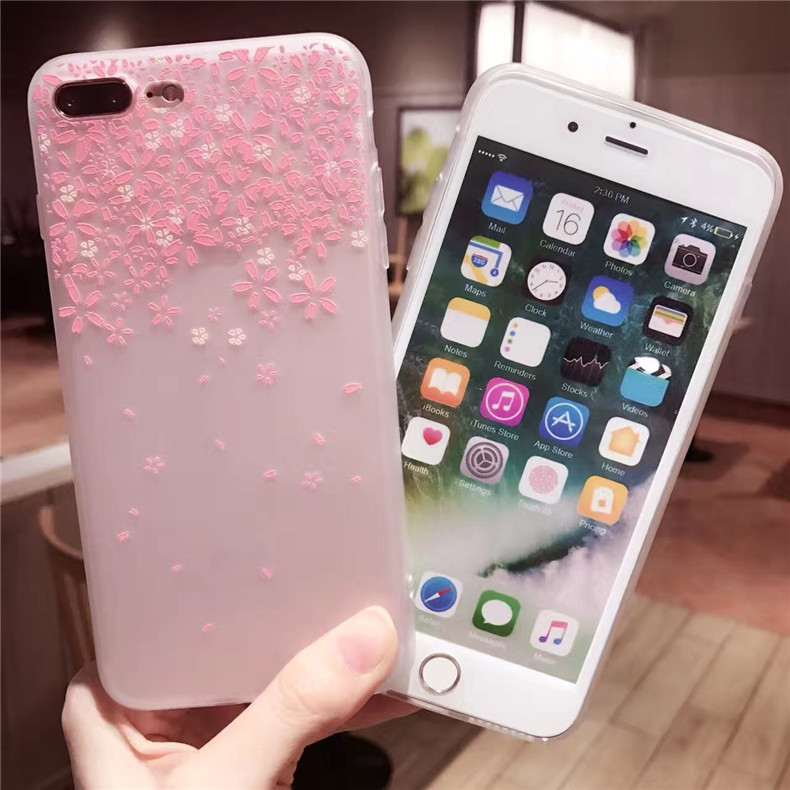 Ốp điện thoại silicon mềm họa tiết hoa anh đào cho IPhone 6 6s 7 8 Plus X XR XS Max