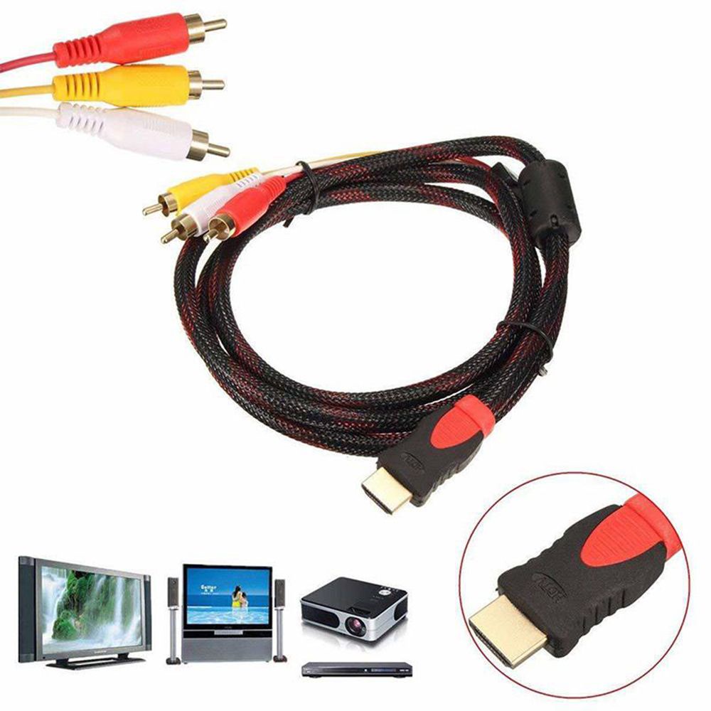 Cáp chuyển đổi 3 đầu HDMI sang 3 RCA DVD AV dài 1.5 m HDTV nhiều màu sắc