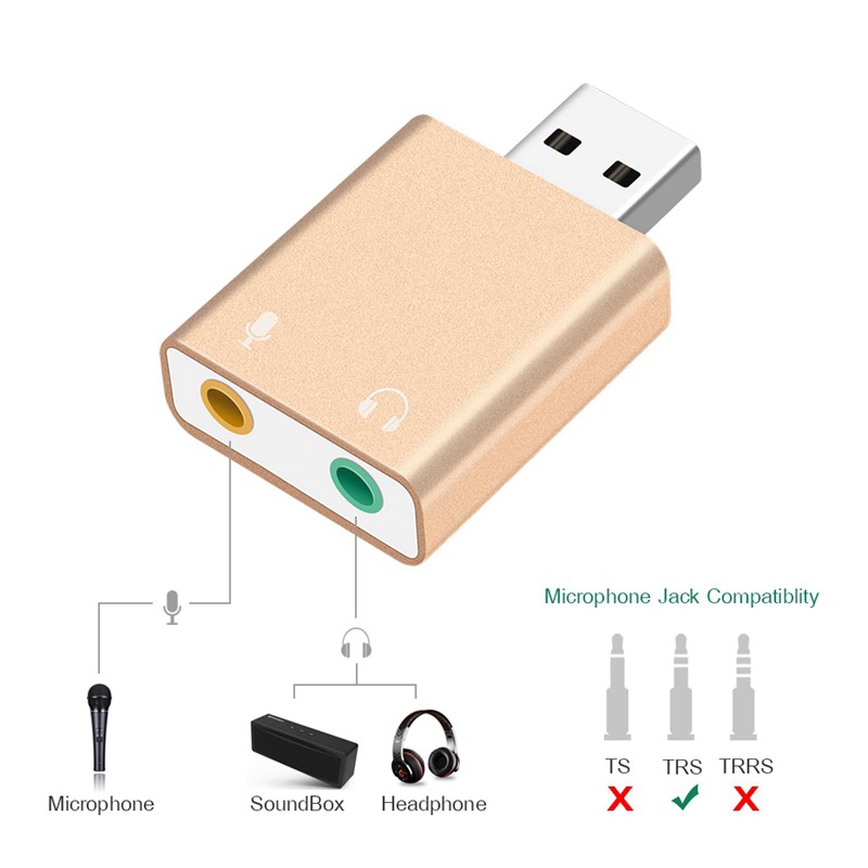 7.1 External Usb To Jack 3.5Mm Headphone Adapter Stereo Audio Mic Sound Card For Pc Computer Laptop