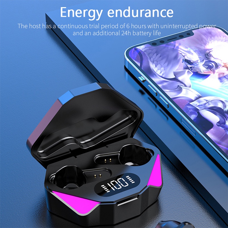 Tai Nghe Bluetooth Không Dây X15 TWS Có Đèn LED Dùng Để Chơi Game Dành Cho iPhone Xiaomi Redmi