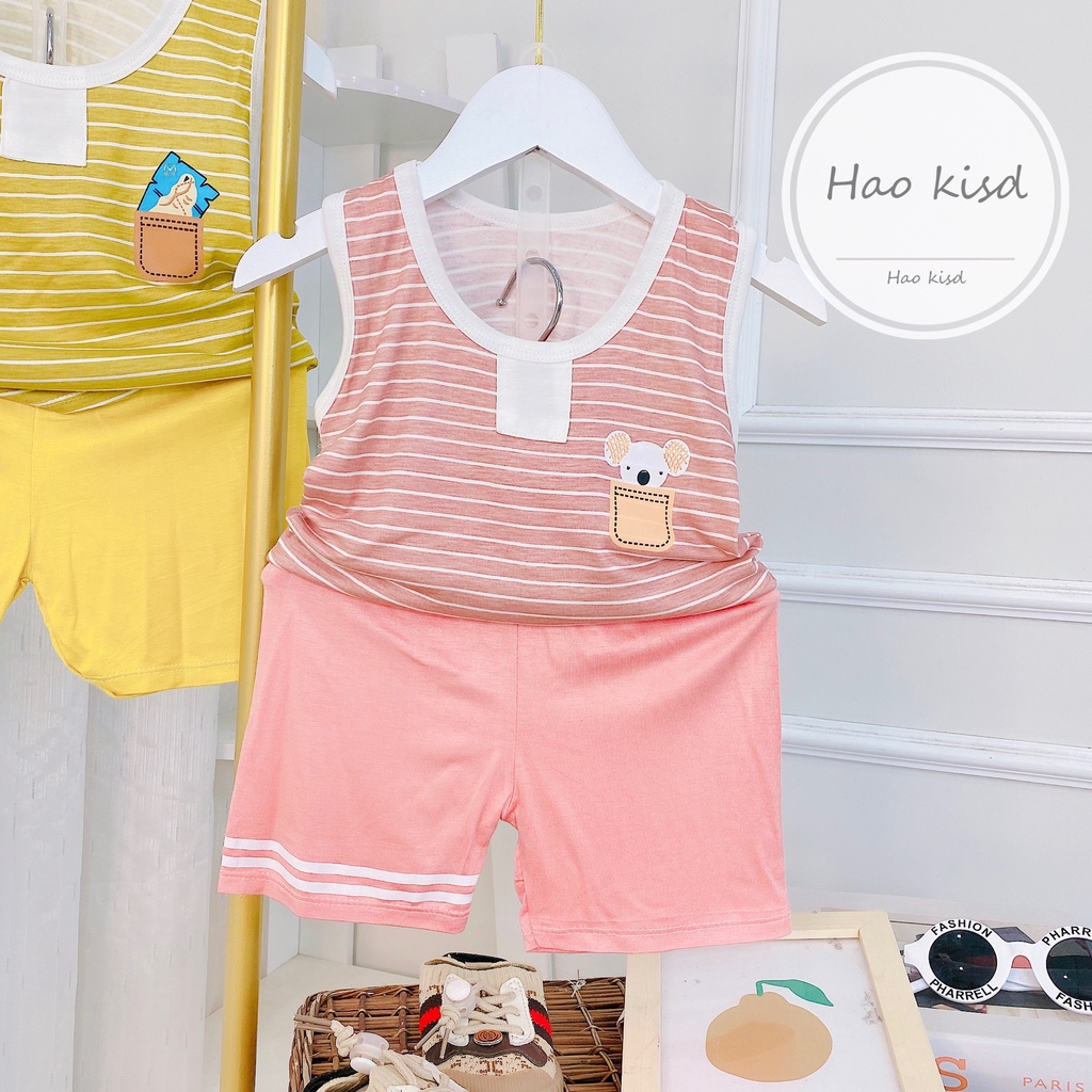 Bộ ba lỗ cho bé, bộ sát nách chất cotton mềm mịn cho bé trai và bé gái cân nặng 7-19kg