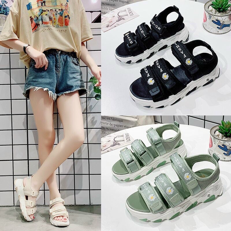 Dép Sandal Nữ Học Sinh 3 Quai Sandal Hoa Cúc Siêu Hot