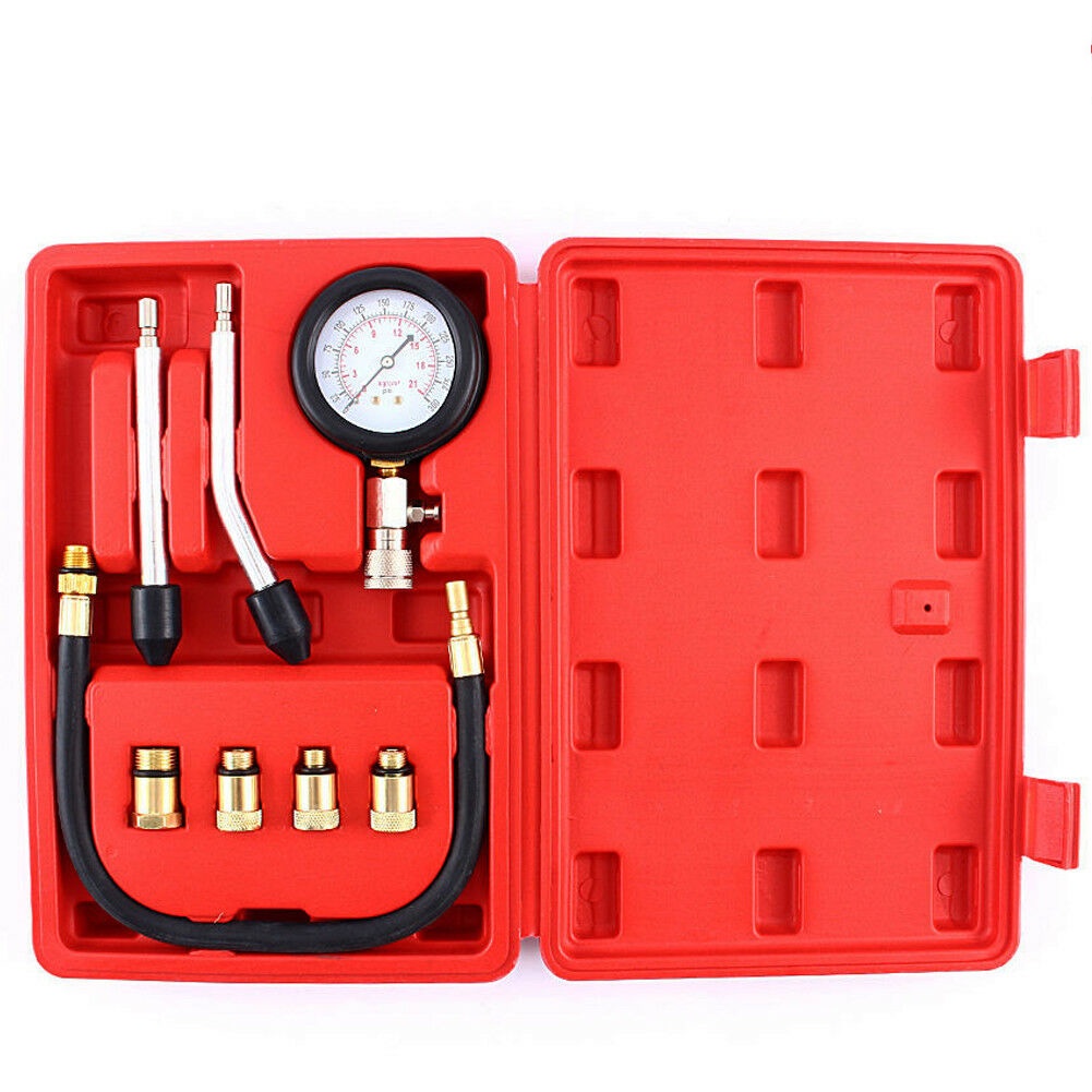 Đồng hồ đo áp suất buồng đốt động cơ xăng ô tô, xe máy, xe tải HW0130 với 8PCs - phạm vi đo 300 PSI