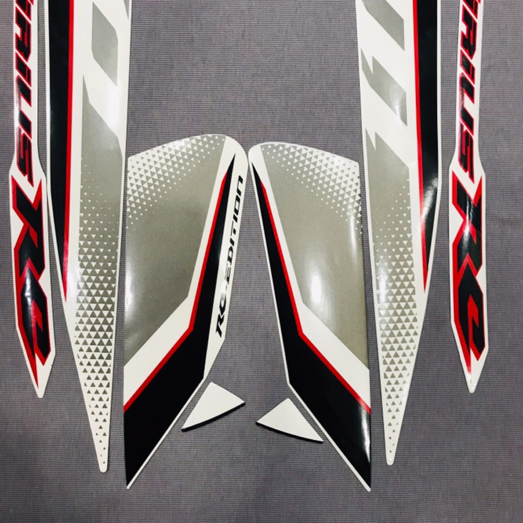 Nguyên bộ tem rời 3 lớp zin thái dán xe máy Yamaha sirius 2018 2019 màu trắng xám