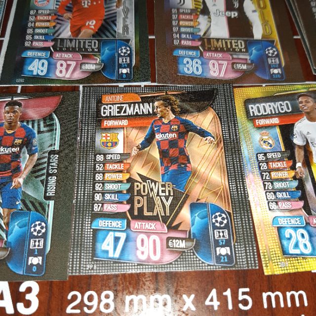 Match Attax kích thước thẻ Poca theo yêu cầu