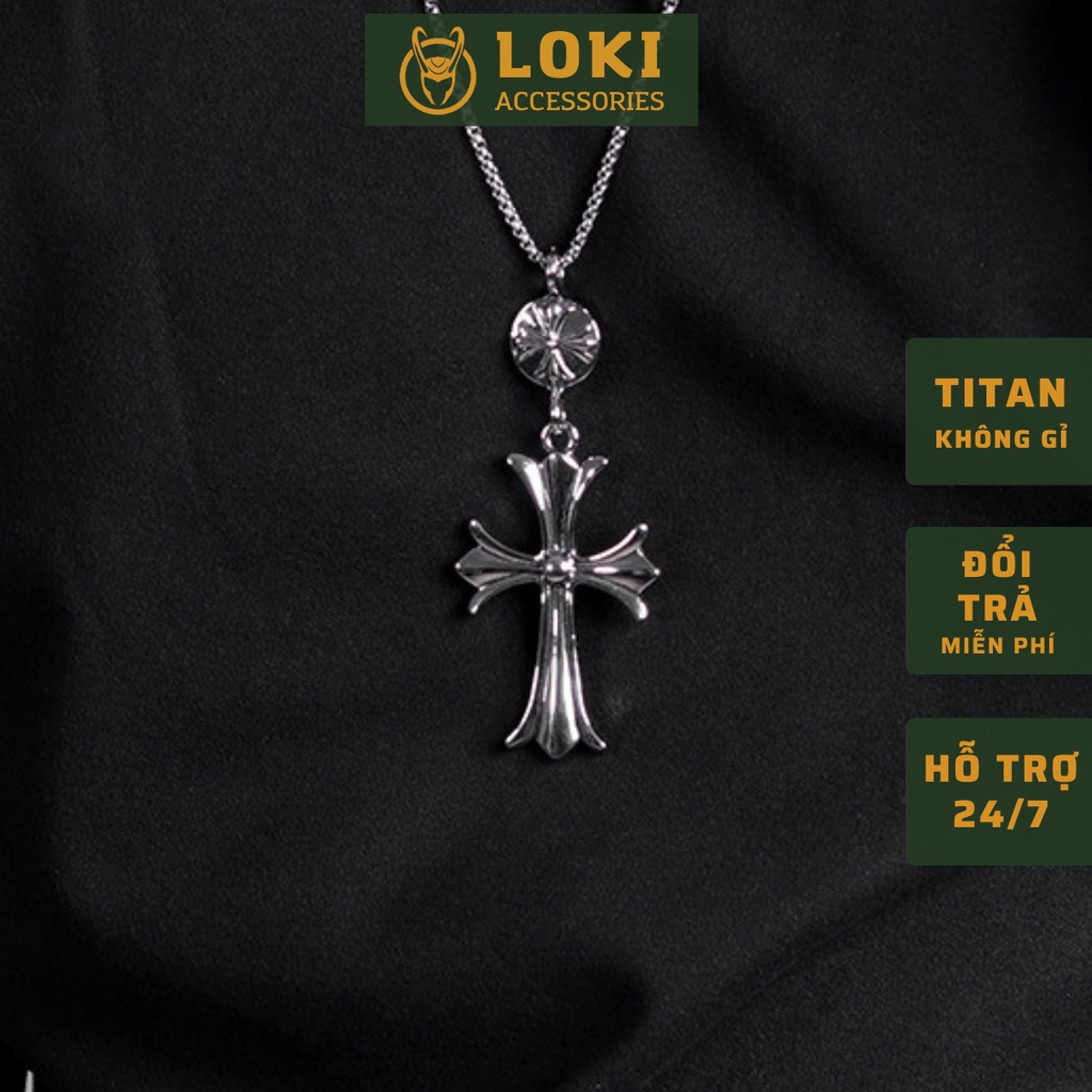 Vòng cổ nam dây chuyền màu bạc nam nữ unisex Loki Accessories Titan đẹp phụ kiện thời trang - Vòng cổ Chrome Heart