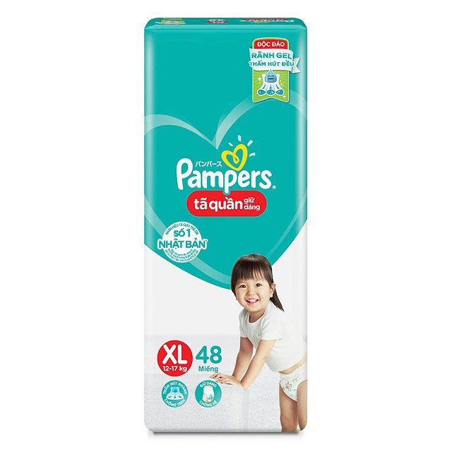 Pampers Tã Quần Giữ Dáng Chống Xệ XL 48, XXL 44 miếng