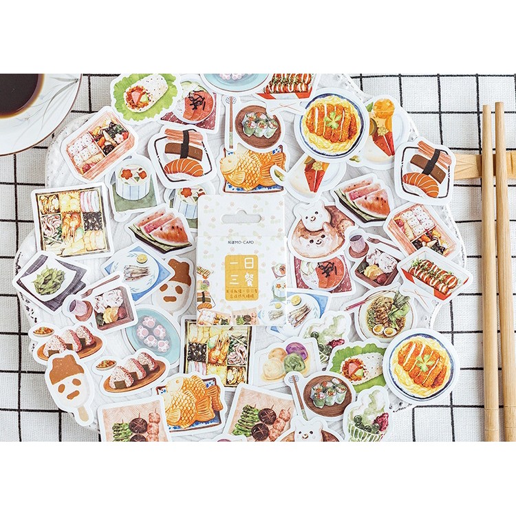 Hộp 46 miếng sticker mẫu món ăn nhật bản
