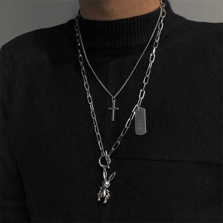 Sale 70% Dây chuyền mắt xích thiết kế mặt hình thỏ+ cây thánh giá+chữ Hope độc đáo,Cross Rabbit Giá gốc 77,000 đ - 5F18