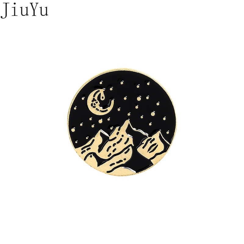 Ghim Cài Áo Kim Loại Tráng Men Hình Núi Đầy Sao Cho Nữ