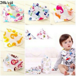 2 Khăn Yếm tam giác cotton bấm cúc 2 lớp