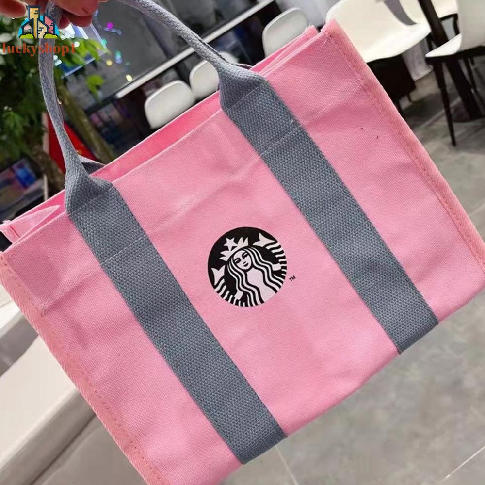 Túi Vải Canvas Đựng Cơm Trưa In Hình Starbucks Độc Đáo Chất Lượng Cao