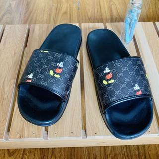 Dép nam quai ngang unisex , dép lê gucci mickey đen nâu hàng cao cấp