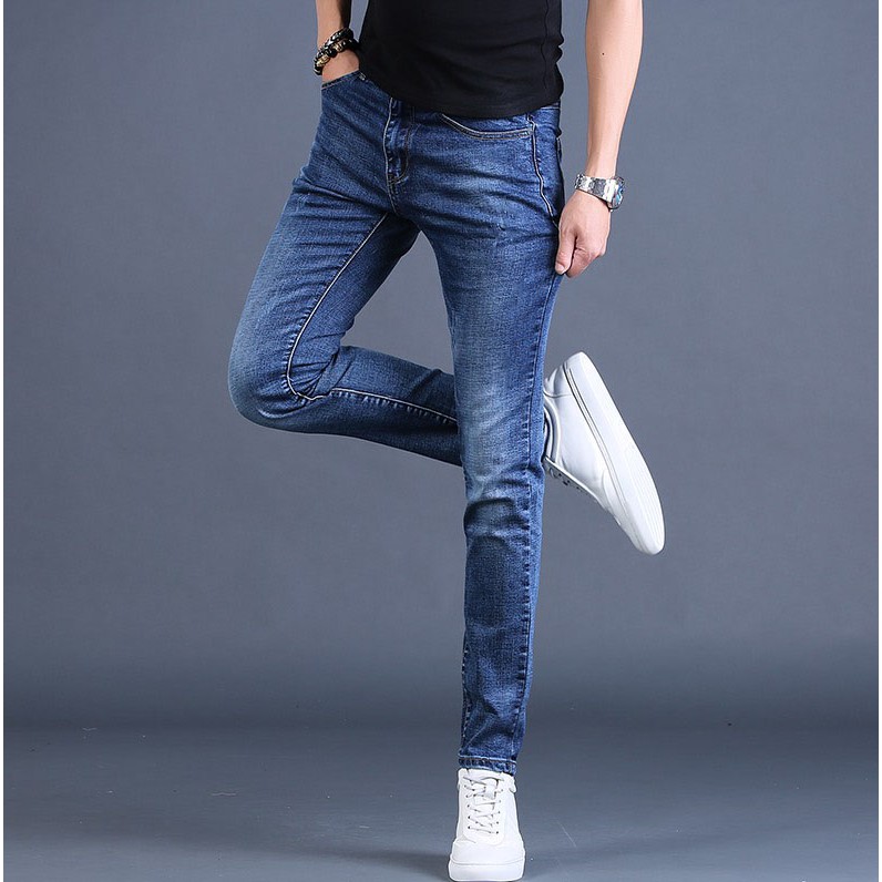 Quần jean nam chất bò ống côn Quần jeans dáng skinny ôm co dãn