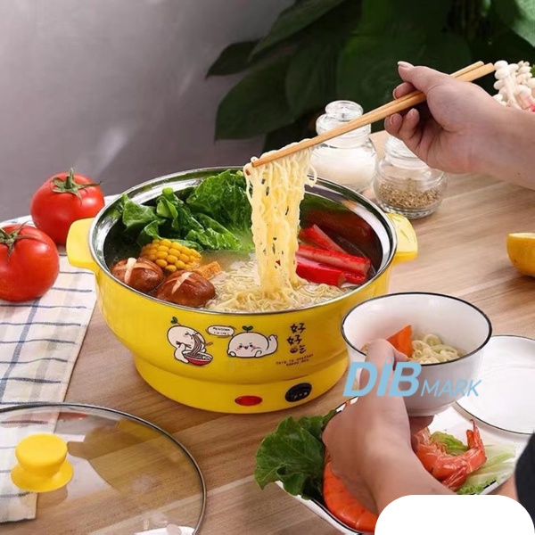 Nồi lẩu điện hồng dễ thương 28cm nồi lẩu đa năng chiên nấu xào hấp dành cho gia đình sinh viên