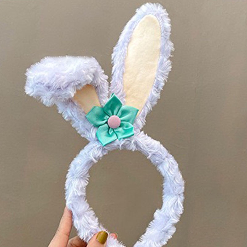 MIAOYA Băng Đô Cài Tóc Tai Thỏ Phối Lông Màu Tím Kiểu Hoạt Hình Dễ Thương Dùng Làm